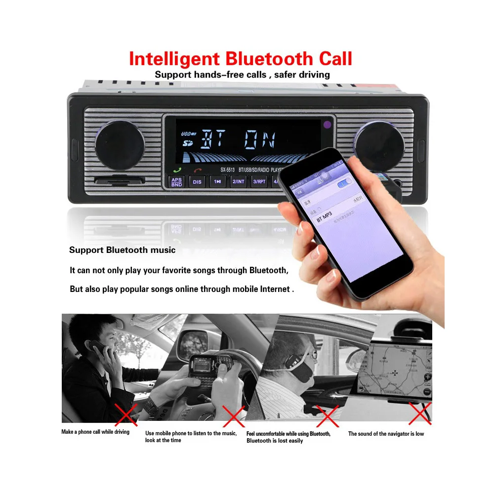 12 В Автомагнитола Bluetooth 1Din автомобильный стерео FM MP3 плеер USB SD AUX аудио Автоэлектроника Авторадио 1 DIN радио автомобиля