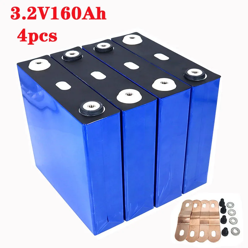 

4PCS NEW 3.2V 160Ah lifepo4 battery LFP lithium solar 4S 12v160ah cells not 120Ah for pack EV Marine RV Golf EU TAX FREE