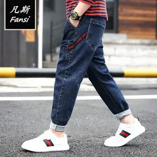 BOY'S Cowboy Bib Overall Spring New Style Fashion Big Boy Jeans Spring And Autumn Children Cargo Trousers Fashion