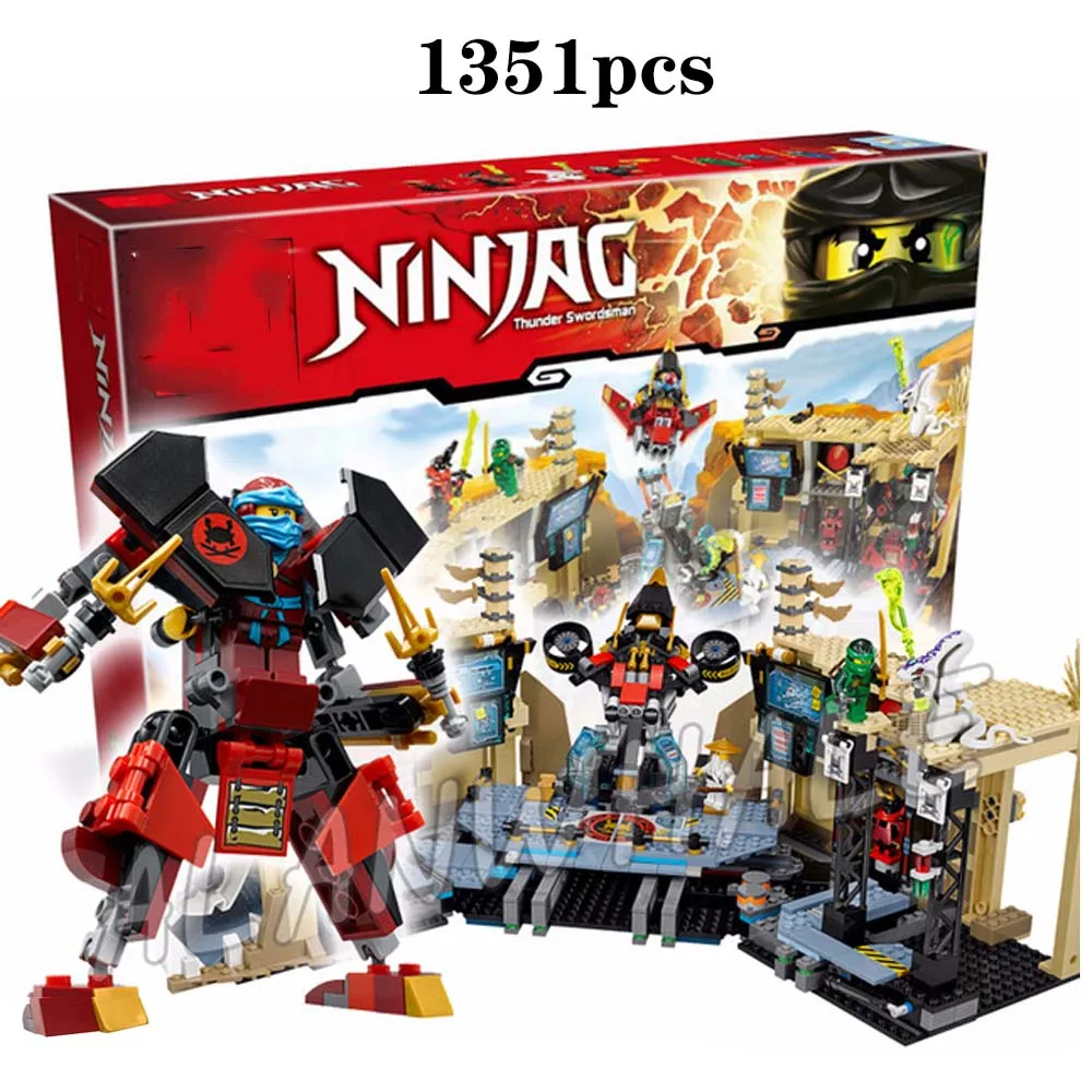

1351pcs Ninja Samurai X Cave Chaos Mech Robot Base Armor Compatible Legoingly Ninjagoing 70596 Building Blocks for Kids Gift