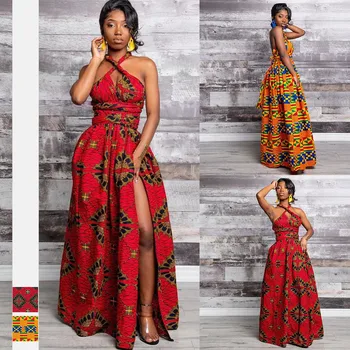 

Nightclub Sexy Digital Printing Irregular Dress Size A Variety of Wear Elastic African Long Dress Split Female Dresses