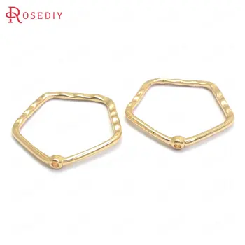 

(37185)10PCS 23x22.5MM 24K Gold Color Brass Polygon Shape Earrings Connect Charms Pendants Jewelry Making Supplies Accessories