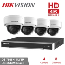 8CH Hikvision POE NVR Video Surveillance Kits with 4pcs 8MP IP Camera Network Security Night Vision CCTV Security System Kits