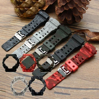 

Camouflage Resin Strap Case Men For CASIO G SHOCK GA 100 110 120 200 130 80mm 16mm TPU Silicone Replacement Band Bracelet