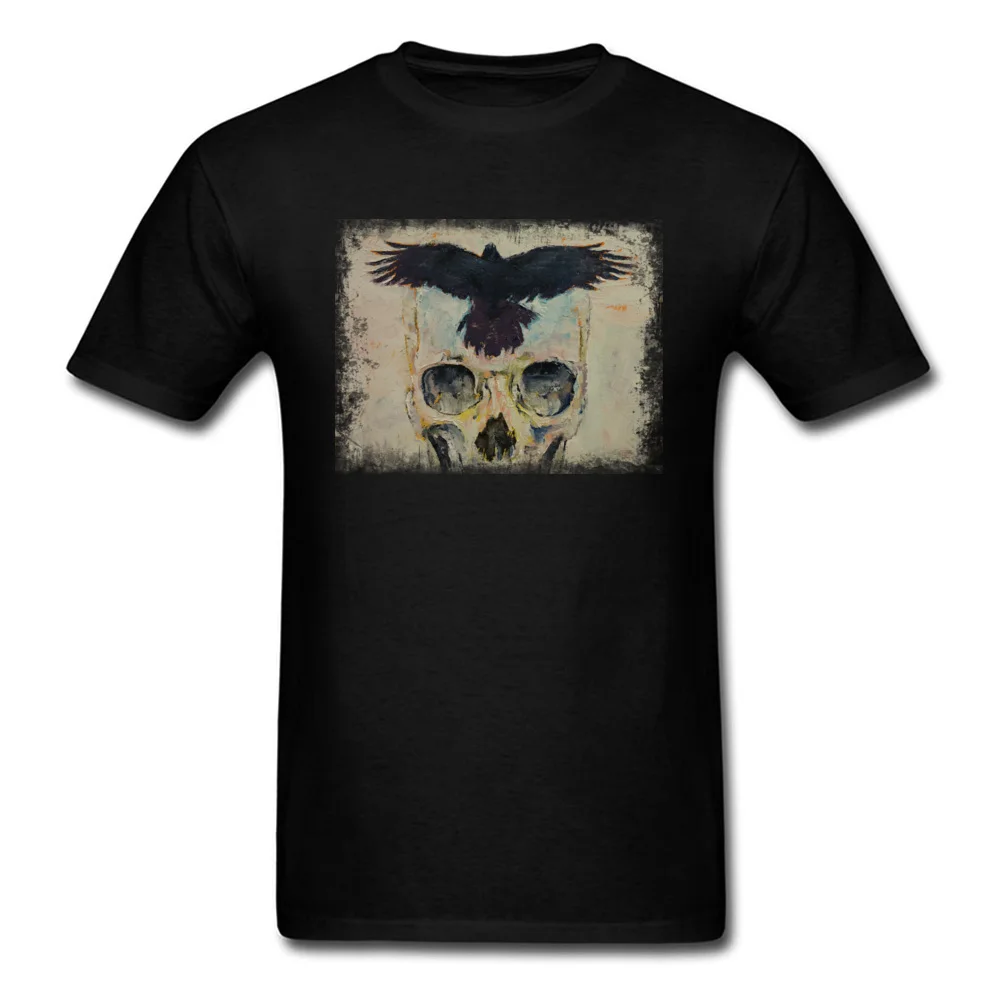 

Unique Designer O Neck Tee-Shirt Short Sleeve Free Shipping Birds And Skull Watercolor Painting Print Tshirts Mens Retro