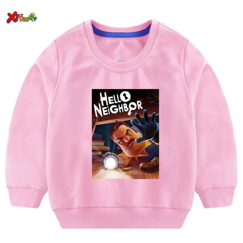 Свитшоты для мальчиков; коллекция года; футболка с надписью «hello neighior»; Крутая толстовка с длинными рукавами для малышей на День Благодарения; топы для маленьких девочек; одежда для малышей