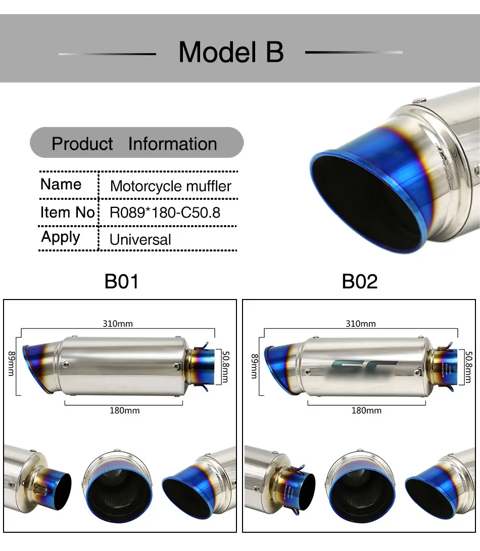 Alconstar-51MM 60 мм Универсальный мотоцикл SC GP гоночный проект глушитель выхлопной трубы для Honda Kawasaki Yamaha R1 R3 R6