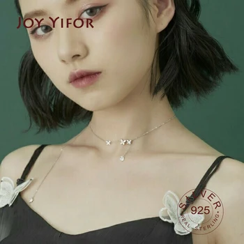 

Trendy 925 Sterling Silver adjustable zircon butterfly tassel Pendant Necklace For Women Gift beads Choker Wedding Jewelry