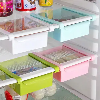 

DIDIHOU Mini ABS DIY Slide Kitchen Fridge Freezer Space Saver Organization Storage Rack Bathroom Shelf Rack Organizer Holder Hot