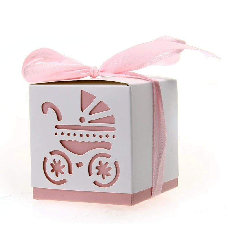 12 шт. подарок на свадьбу коробка для конфет с лентой вырезанная коляска дизайн ребенок душ Вечерние