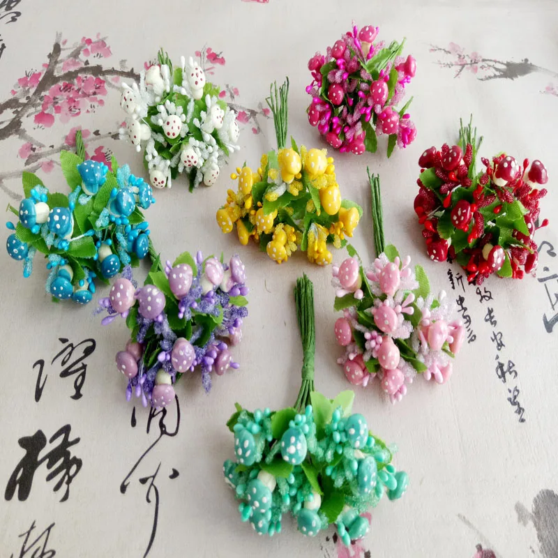 

10 PCSsimulation artificial mushroom star keiko berries bouquets of flowers/wreath wreath box DIY wedding clothes