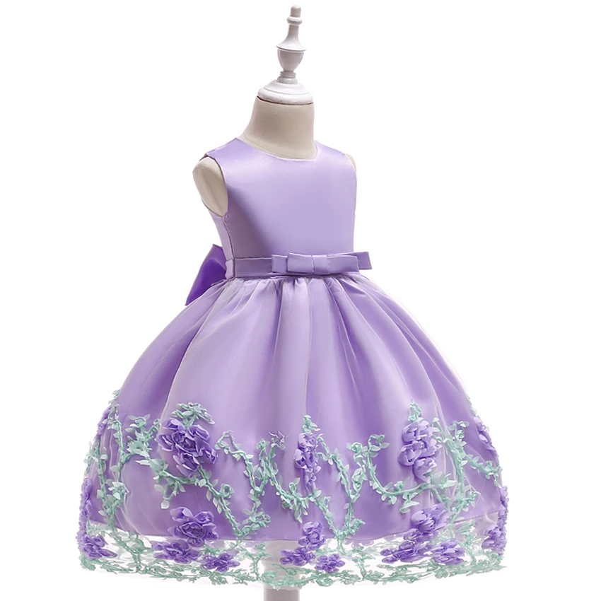 Красивое платье принцессы с цветочным рисунком для маленьких девочек; нарядное платье для дня рождения; детское платье с большим бантом;