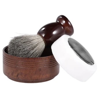 

3pcs Accessories Wooden Bowl Salon Lightweight Handmade Soap Shaving Brush Tool Wet Men Barbering Professional Soft Hair Set