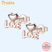Trusta 925 пробы серебряные ювелирные изделия для женщин модное милое маленькое сердце любви серьги-гвоздики подарок для девочек друзей детей леди DS1537