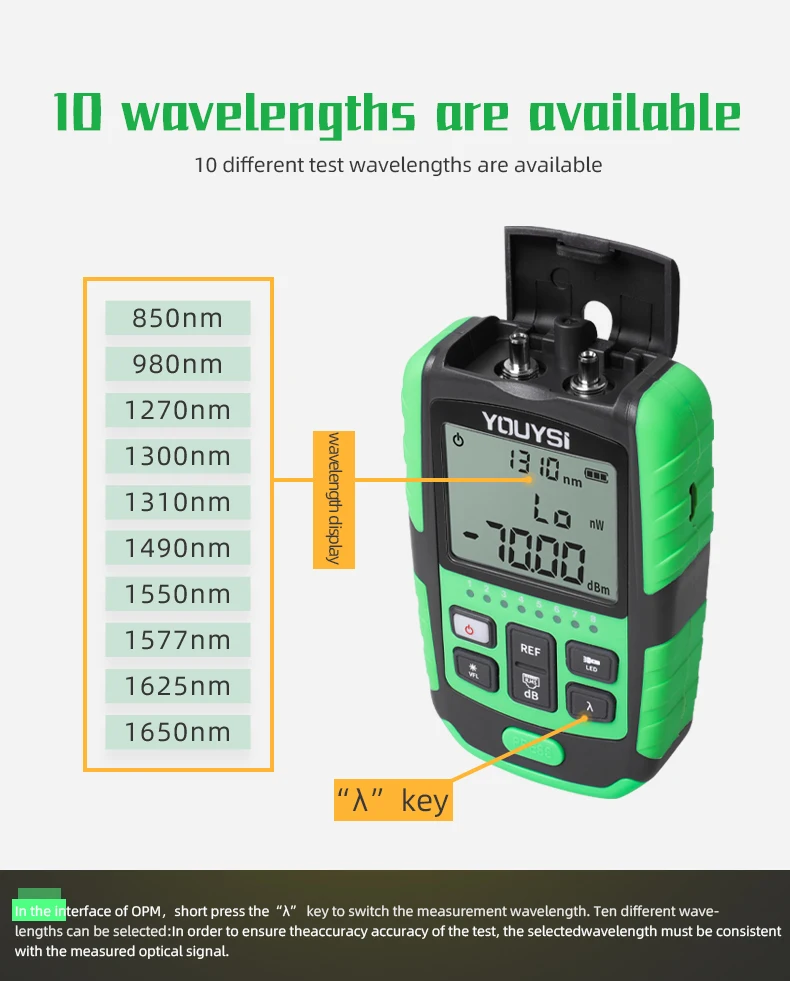 Optical Fiber Power Meter 2021 NEW 4 in1 5G 10 Wavelength Visual Fault Locator Network Cable Test Optical Fiber Tester OPM VFL fiber optic equipments