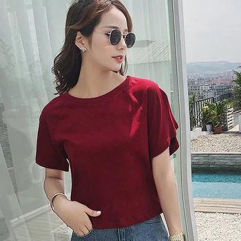 

Summer Women Casual T-shirts Ulzzang Streetwear Solid Tshirt Korean Style Tops Harajuku Short Sleeve T Shirt