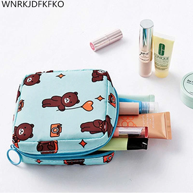 

Cosmetic Bag Waterproof Double Layer Portable Sanitary Napkin Bag Beauty Portable Toiletry Bag Mini Handbag Makeup Pouch Makeup
