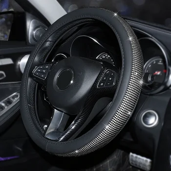 

Car Interior Accessories Auto Steer Wheel Cover Women Rhinestone Crystal Bling Bling Steering Covers Protection Universal