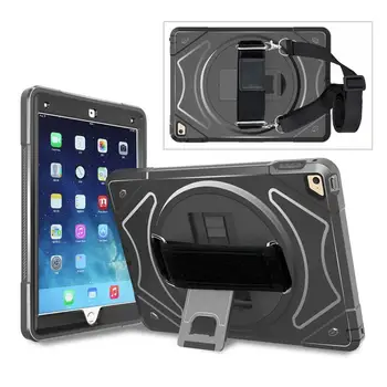 

Shockproof Case for iPad 2018 2017 9.7 Air 2 Air 1 Cover Kids + 360 Stand Shoulder Hand Strap Case for iPad 5th/6th Generation