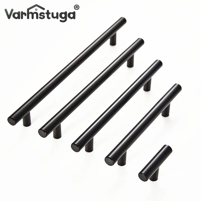 Modern Matt Black Stainless Steel Kitchen Door Cabinet T Bar Handle Pull Knob 2&quot ~ 12'' Hardware Drawer handles |