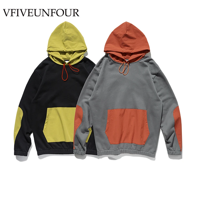 

VFIVEUNFOUR Harajuku Color Block Patchwork 2019 Winter Autumn Pullover Men Sweatshirts Hoodies Hip Hop Pure Casual Loose Tops