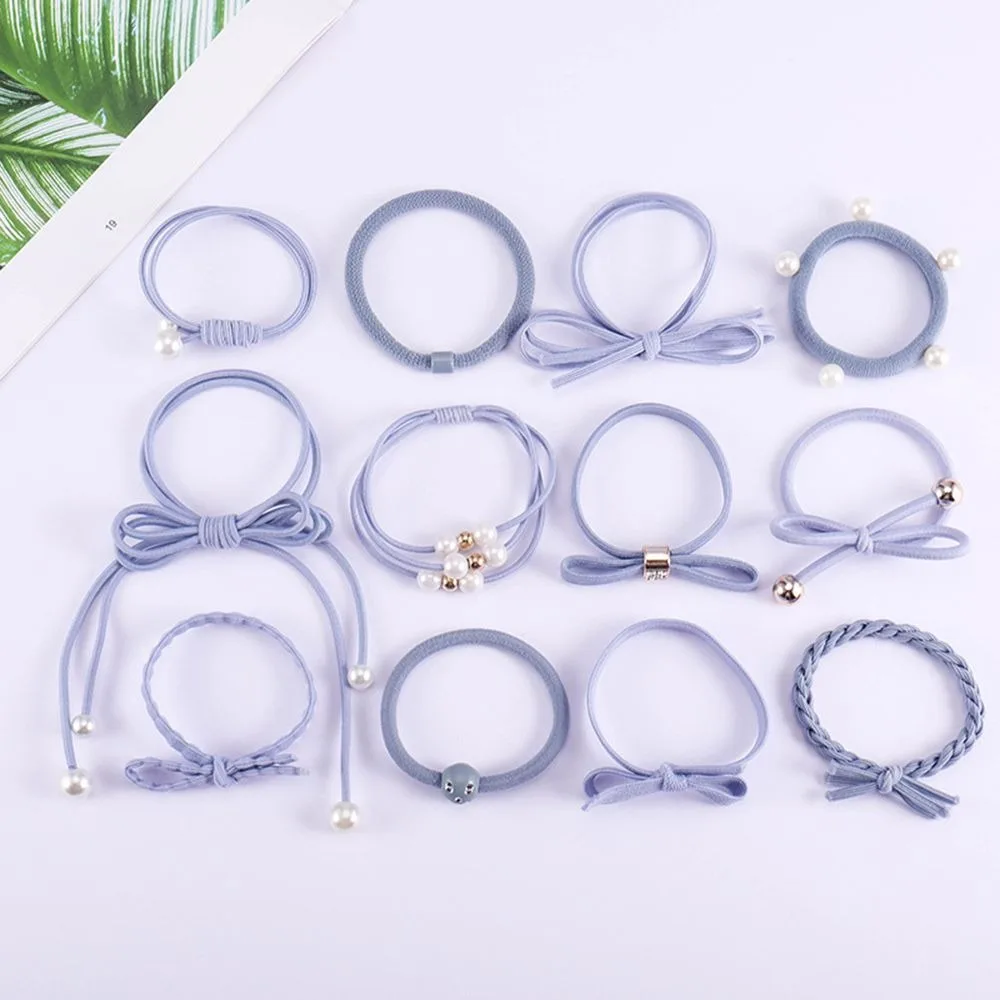 Sky blue 12 шт./компл. цельное платье для девочки Цвета разных Стиль резинок безопасные эластичные резинки для волос хвост держатель дети Для женщин аксессуары для волос - Цвет: Sky blue
