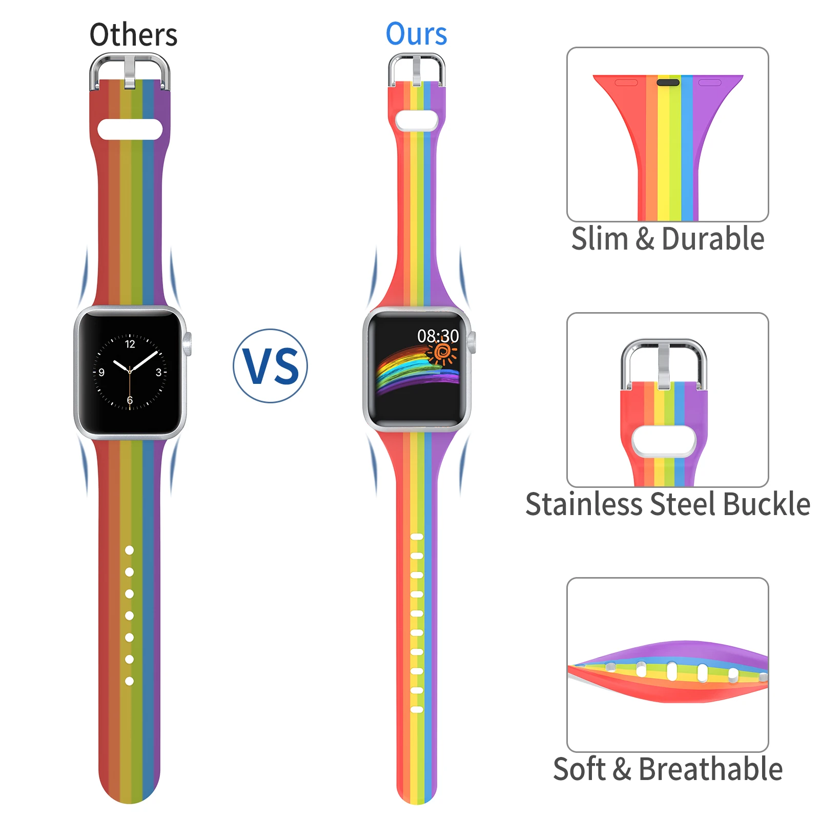 Wearlizer Waterproof strap For Apple Watch 4/6/5/5 pro Printing Silicone bracelet For iWatch Series 8 9 7 SE 4 5 6 Ultra 2