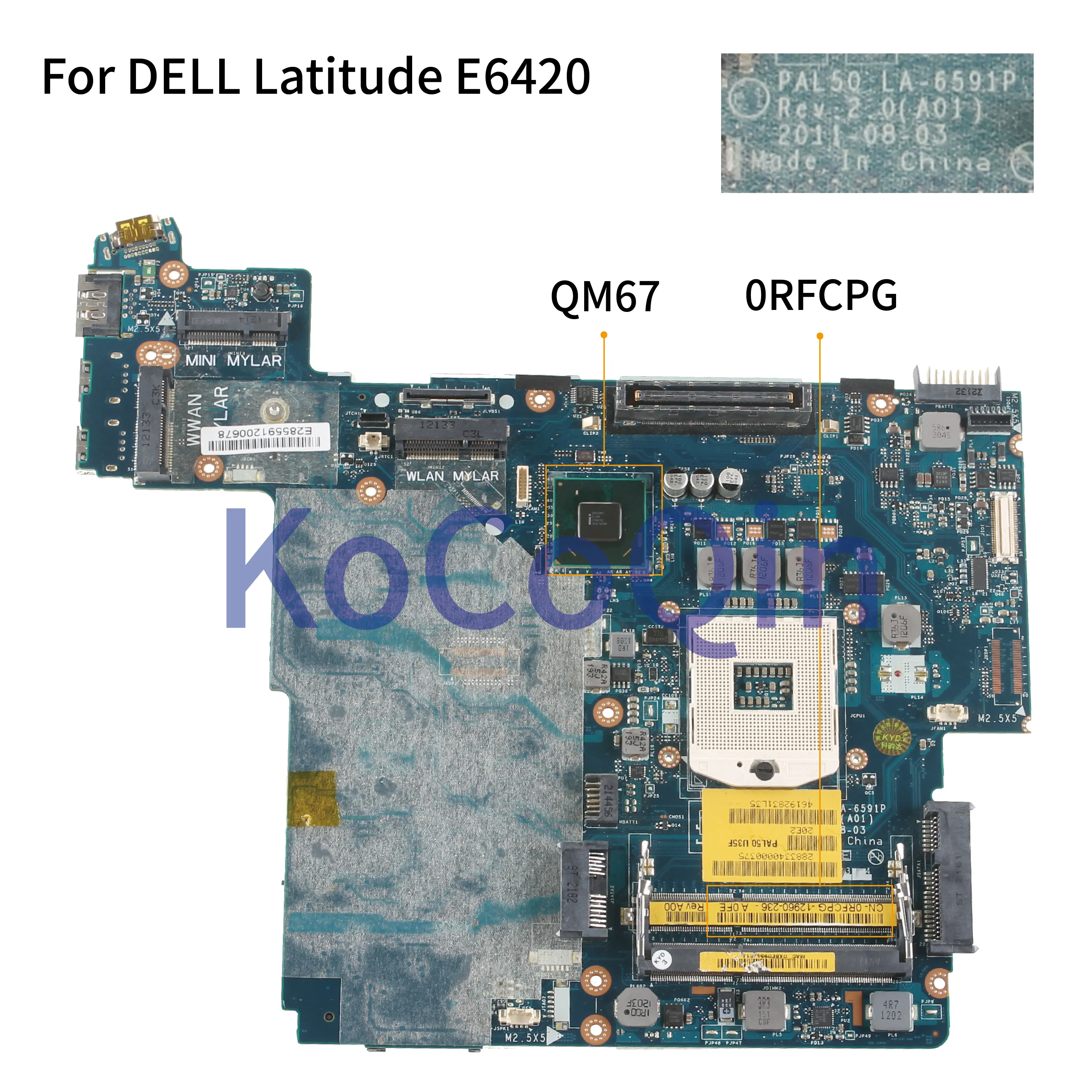 KoCoQin ноутбук материнская плата для Dell Latitude E6420 материнская плата PAL50 LA-6591P CN-0RFCPG 0RFCPG QM67
