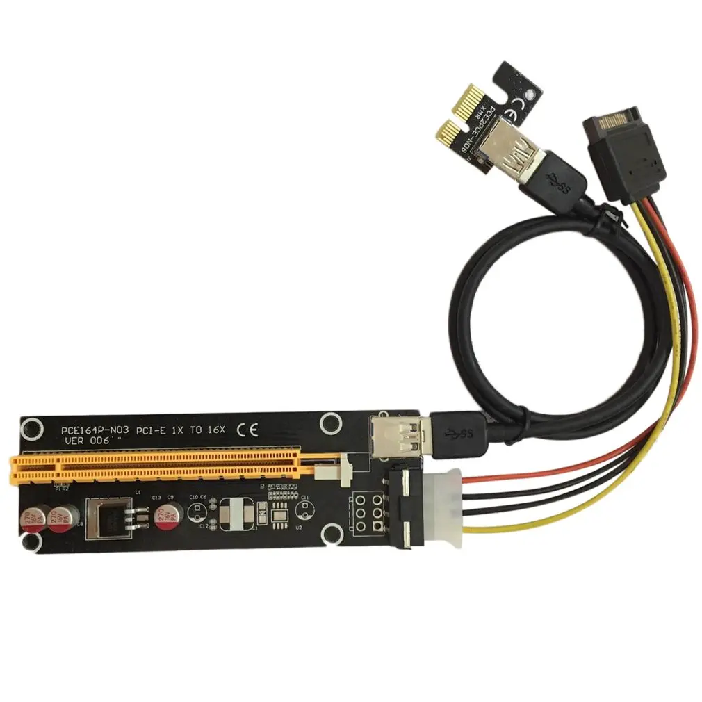 PCI-E PCI Express 1X до 16X Riser Card USB 3,0 кабель SATA до 4Pin IDE шнур питания Molex питание для BTC шахтерской машины