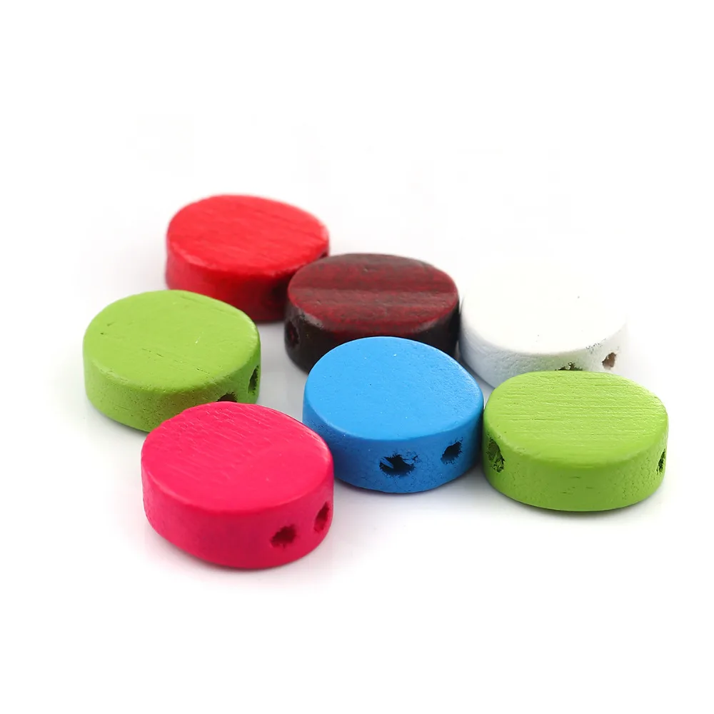 

DoreenBeads Wood Spacer Beads Two Holes Round At Random 19mm x19mm( 6/8" x 6/8") Hole: Approx 3mm, 50 PCs For Jewelry Making DIY