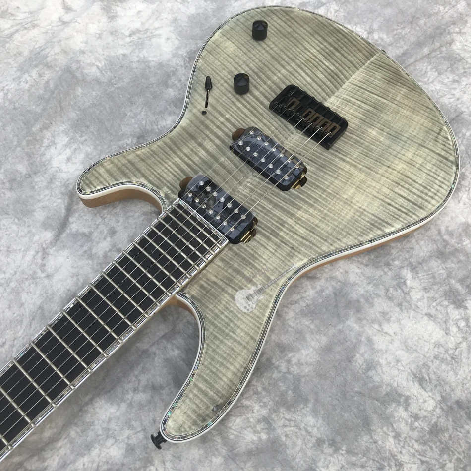 Custom shop электрогитара на заказ, стиль,7-струнная матовая отделка, корпус через шею, Пользовательский логотип и цвет