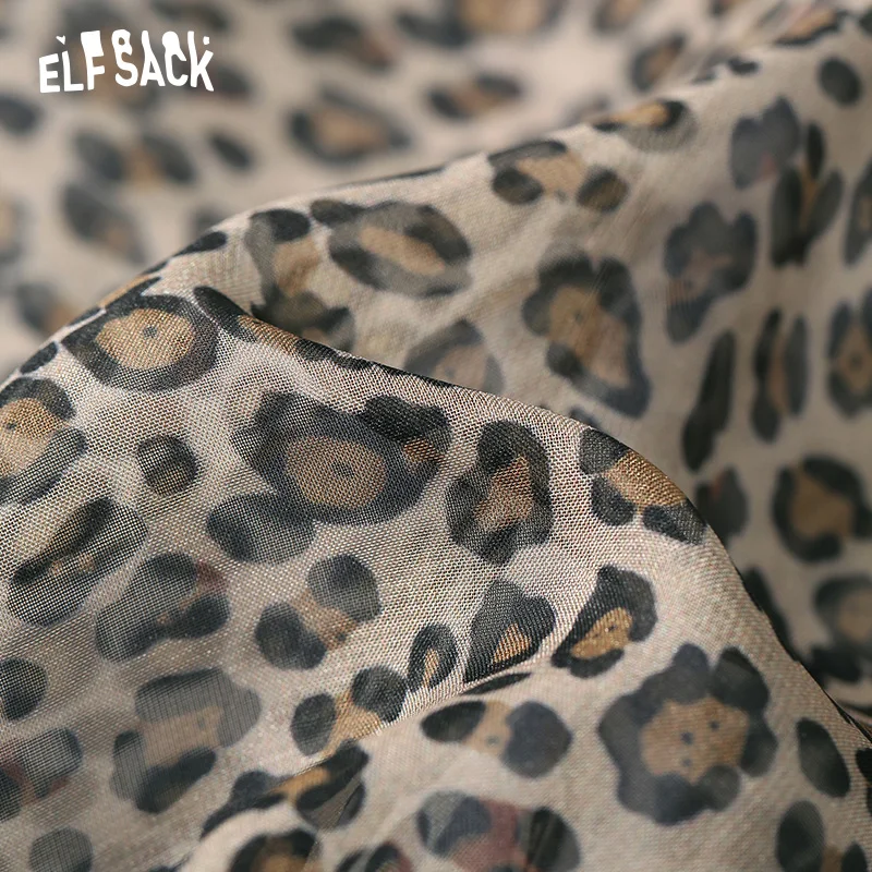 ELFSACK женские блузки с леопардовым принтом, осенние модные шифоновые Женские топы с длинным рукавом, Уличная Сексуальная винтажная рубашка с v-образным вырезом