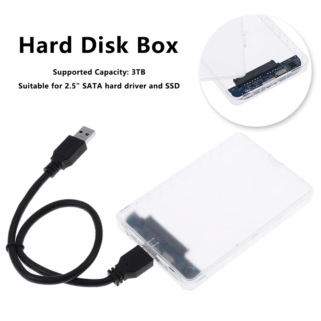 2," SATA USB 3,0 HDD корпус жесткого диска внешний для ноутбука мобильный диск корпус прозрачный ABS Корпус hdd корпус