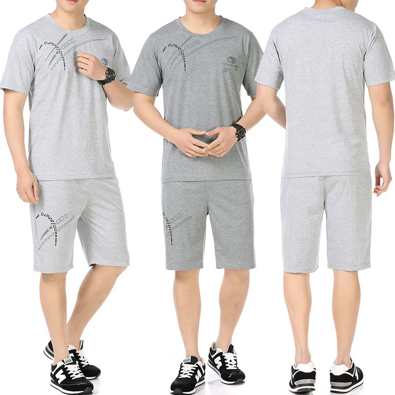 

Summer Sports Set MEN'S Short-sleeved T-shirt Middle-aged Sports Clothing Set Men Dad Casual Wear