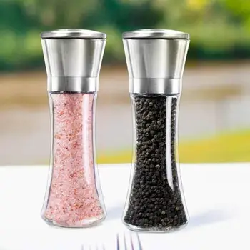 

2Pcs Home Kitchen Seasonings Salt Jar Container Pepper Mill Grinder Mixer Gadget Mills Pepper Sprayer Spice Jars Seasoning Box