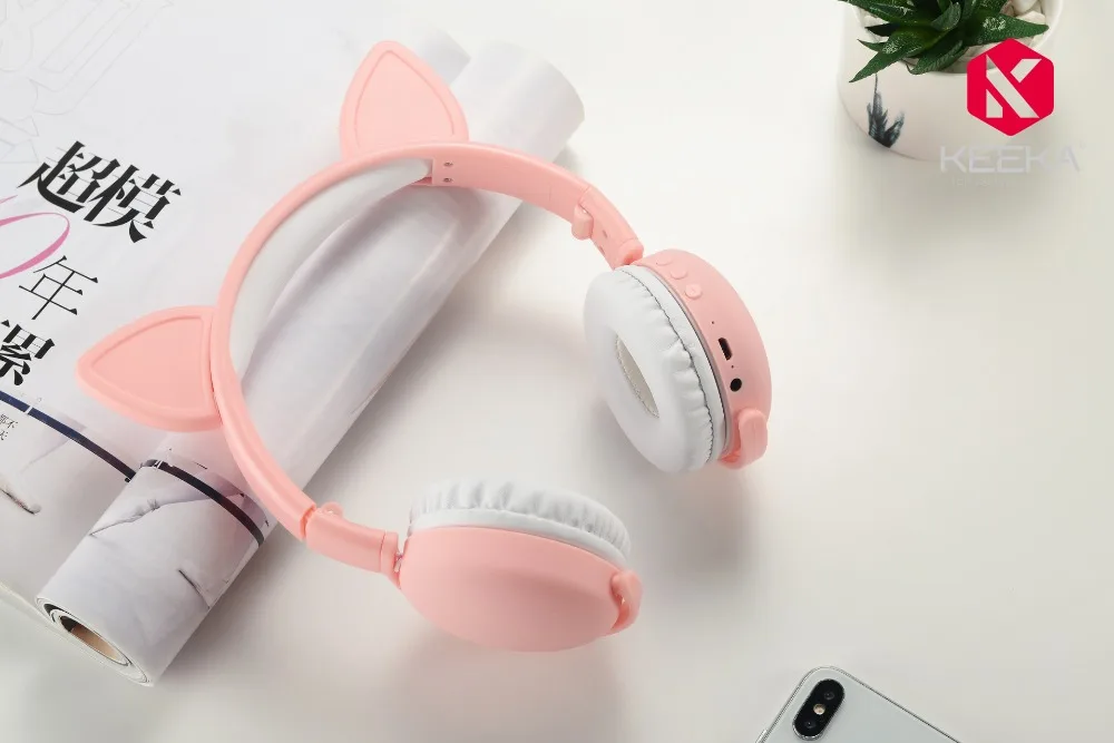 Cute Cat Ears Wireless Bluetooth Headset for Girl Kids Headphone with Mic PC Mobile Phone Music Gamer MP3 Cartoon Earphone Gato (6)