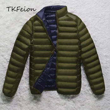 

Mens Winter Warm Jackets Filler Duck Down 2019 Autumn New Fashion Male Slim Basic Coats Jackets Plus Size 3XL 4XL Armygreen