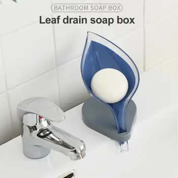 

Leaf Shape Soap Holder Sink Sponge Drain Box Creative Suction Cup Soap Storage Drying Rack Cleaning Brush Case Bathroom Supplies