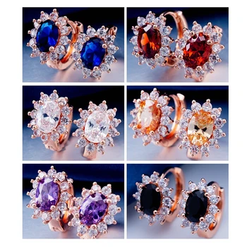 

7 Colors Zirconia Rose Gold Filled Circle Hoop Earrings for Girls Lovely Samll Earings Fashion Russian Women's Favorite Jewelry