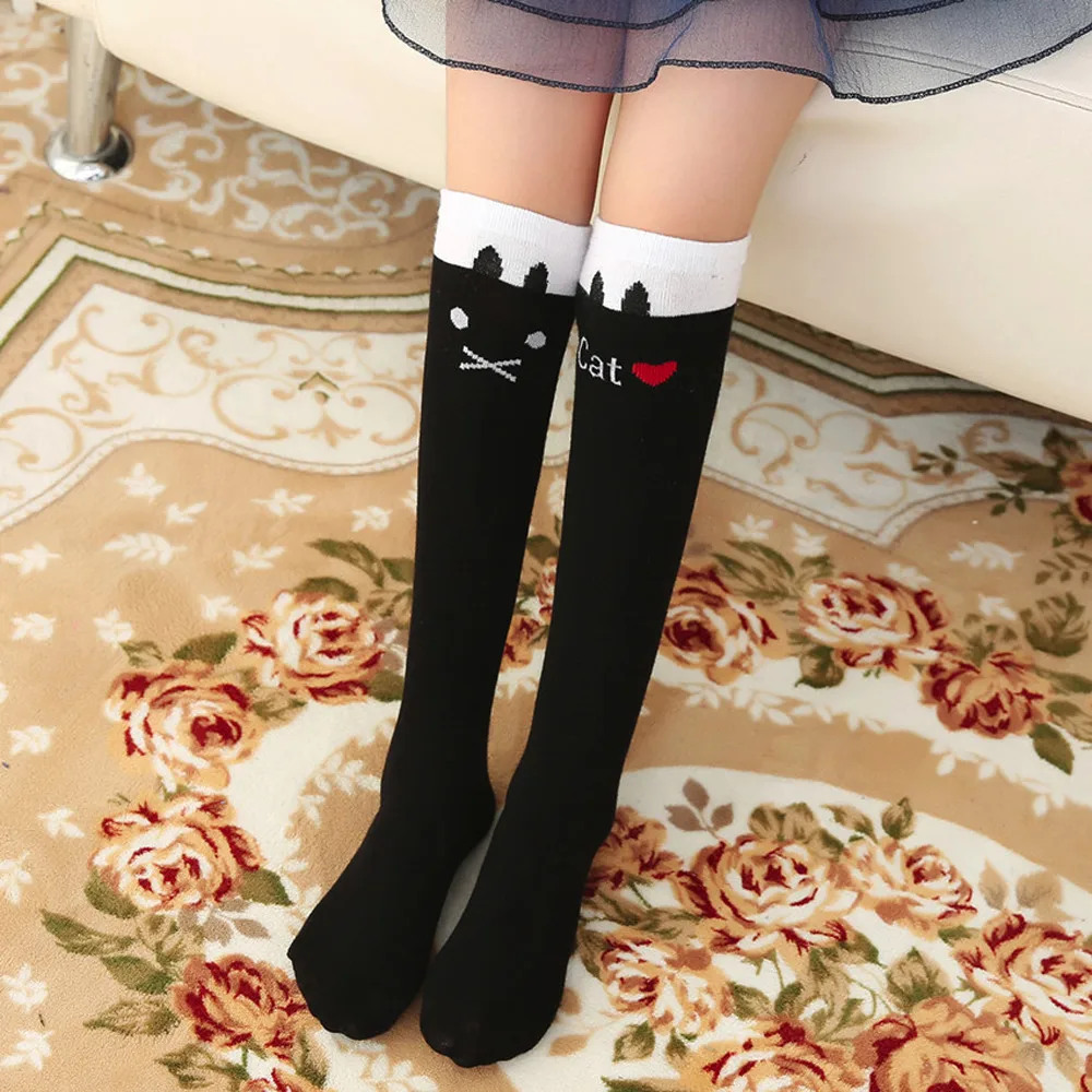 Детские хлопковые однотонные носки средней длины с рисунком для маленьких мальчиков и девочек, 1 пара, удобные модные длинные носки для маленьких девочек