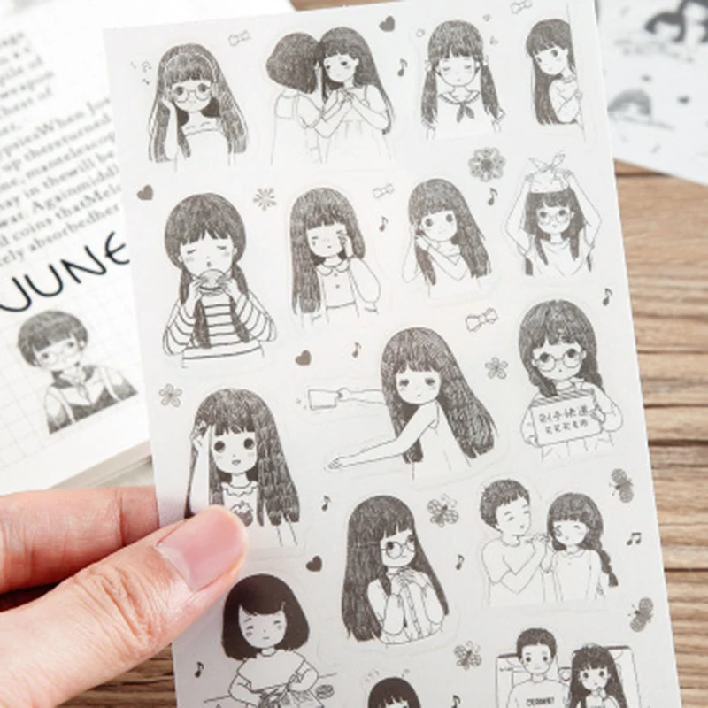 

6 sheets / set dialog boxlovely Creative decorative scrapbook paper PVC transparent stationery stickers