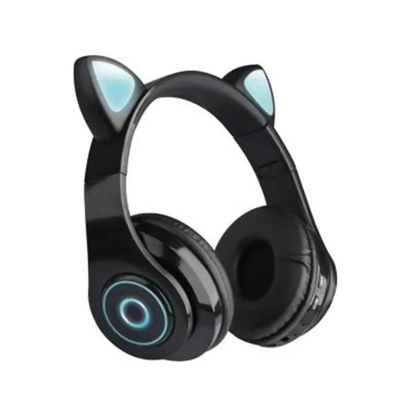 Flash Light Cute Cat Bluetooth Wireless Headphone with Mic Can Control LED Kid Girl Stereo Bass Music Helmet Phone Headset Gift