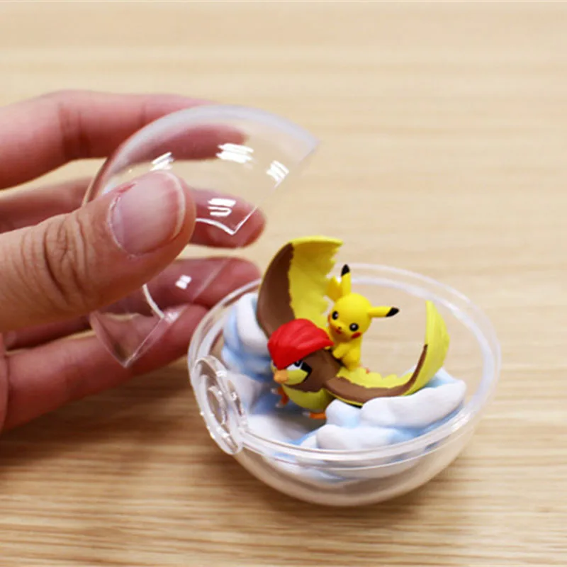 TAKARA TOMY 6 коробок/набор прозрачный шар Пикачу Chikorita Articuno Покемон Иви Фигурки игрушки милые украшения для детей