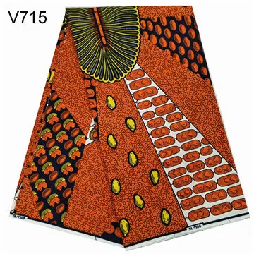 V715 Африканский стиль хорошее качество настоящий воск голландский парафин Анкара Набивная Ткань 6 ярдов хлопок швейный материал - Цвет: V715