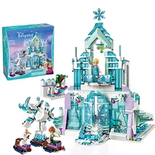 5 estilo congelado mundo de neve o elsa mágico castelo de gelo conjunto princesa anna empilhamento blocos de construção tijolos brinquedo compatível todos os marca