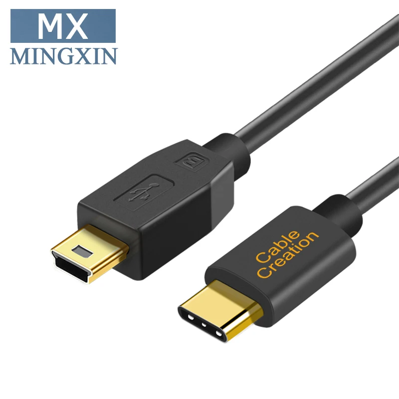 Мини-usb к USB C кабель, USB type C к мини-b шнур, совместимый с GoPro Hero 3+, сотовый цифровая камера мобильного телефона и мини-b устройств - Цвет: Черный