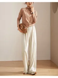 Pantalones de pierna ancha para mujer, pantalón de chándal holgado, elástico, de cintura alta, de terciopelo albaricoque, Harajuku coreano, para el hogar, otoño e invierno, 2021