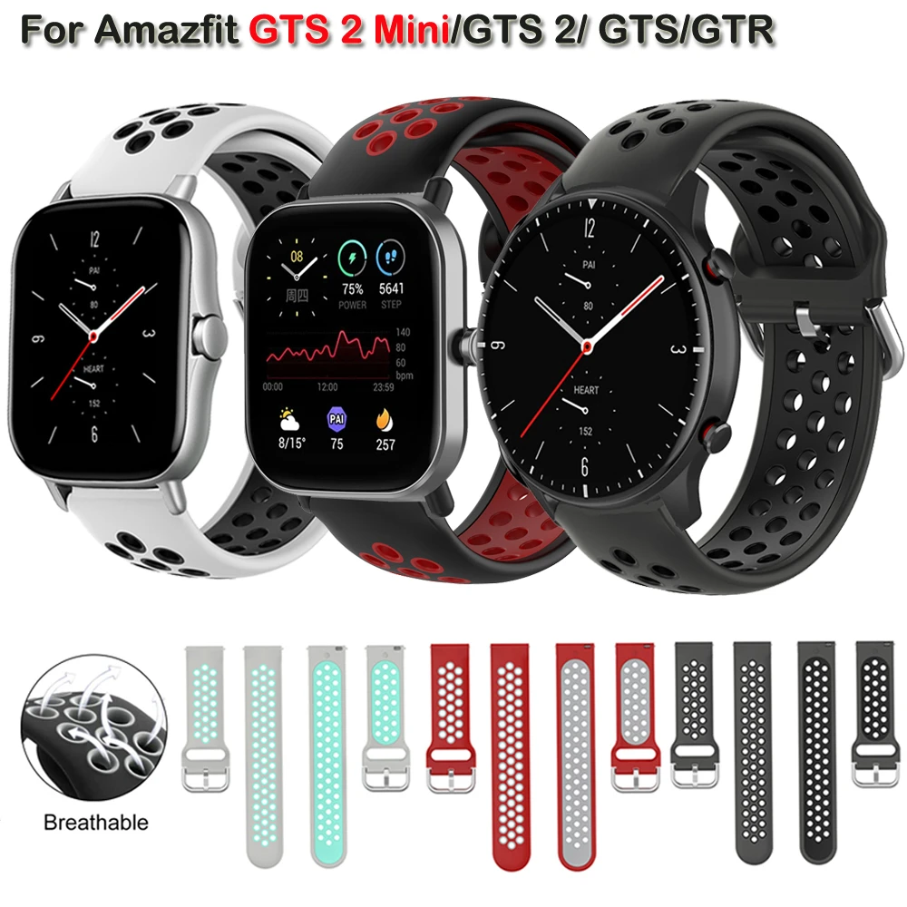 

Дышащий ремешок для Amazfit GTS 2 Mini, силиконовый ремешок для часов Amazfit GTR 42, 47 мм, Bip GTR 2, GTS 2, ремешок для часов