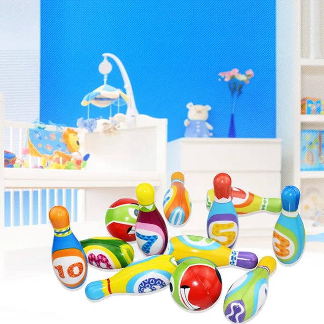 US $9.89 Children Solid Bowling Set Toy Kindergarten Parentchild Interaction Indoor Baby Sports Ball Outdoo