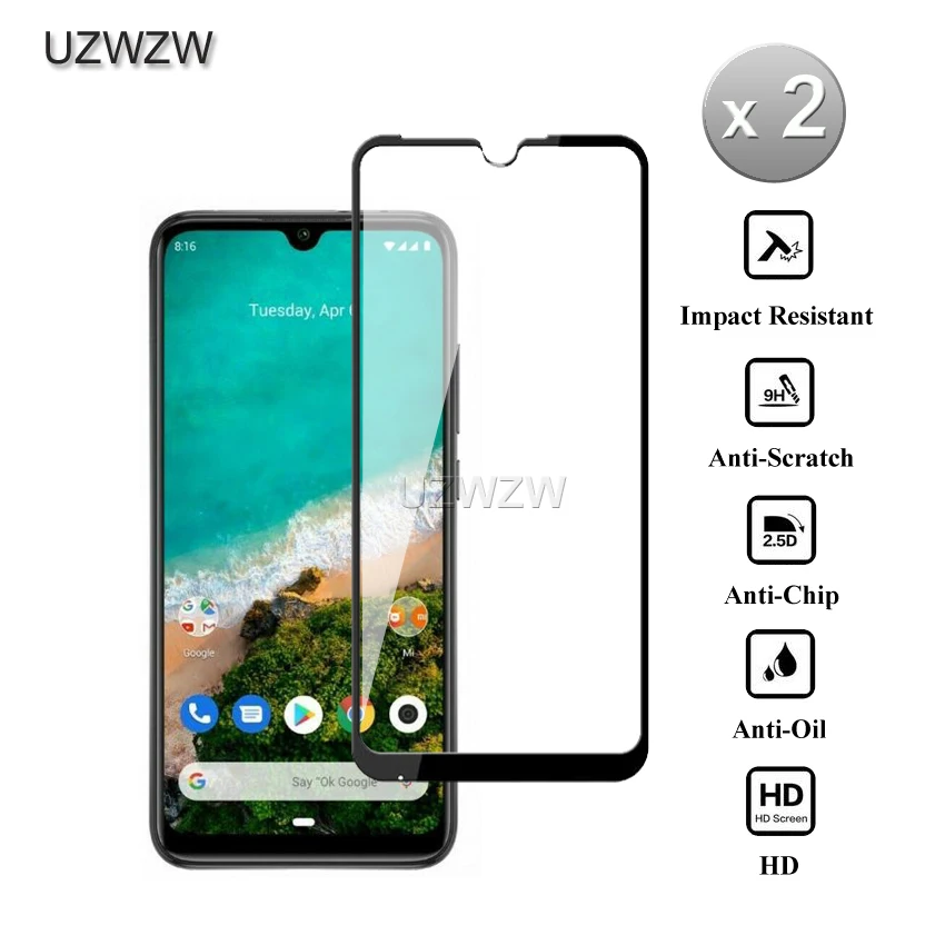 

2pcs Full Cover Tempered Glass For Xiaomi Mi A3 Screen Protector Film 9H Hardness Protective Glass For Xiaomi Mi A3 Glass